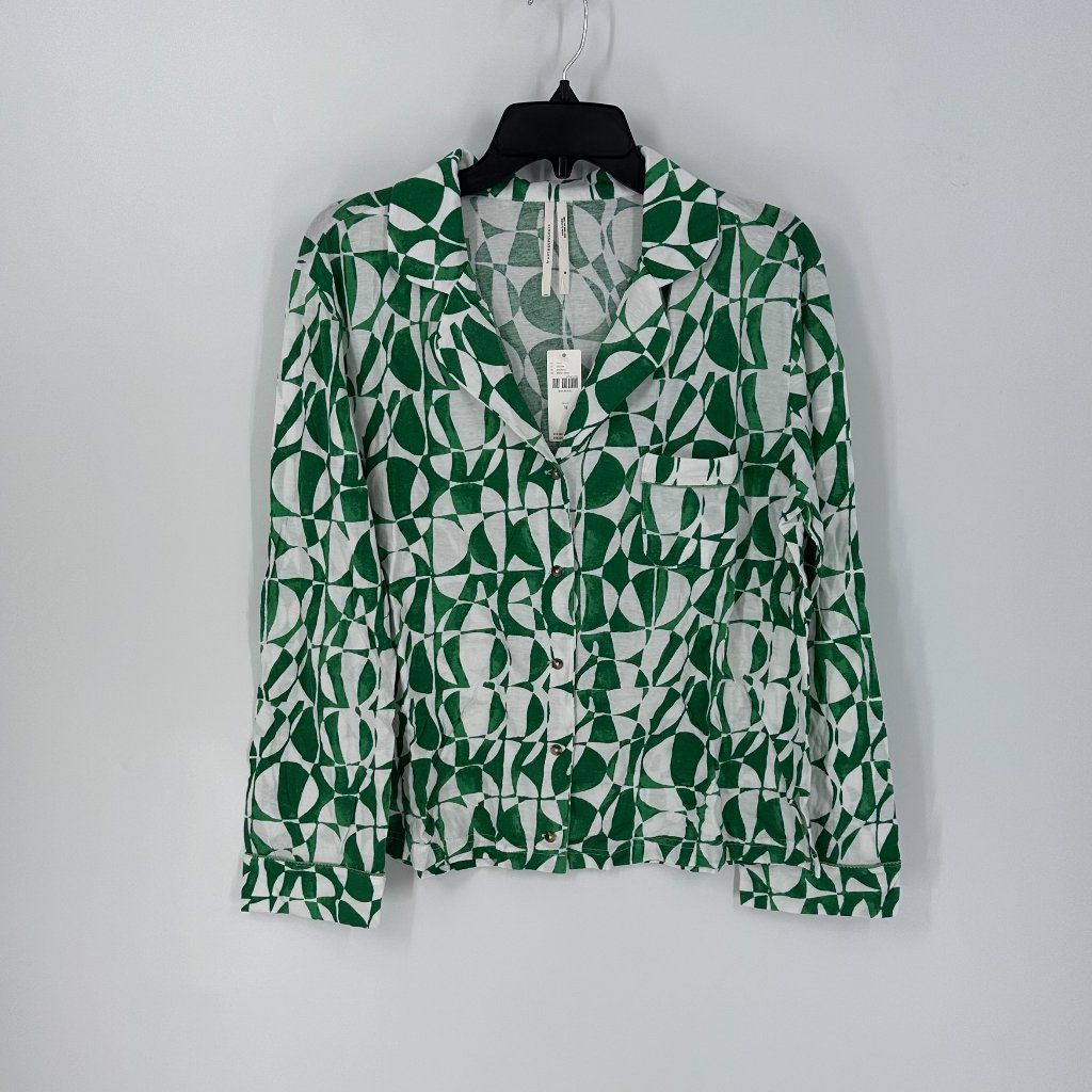 Women's Anthropologie Knit Printed Shirt Blouse Top And Knit Pants M